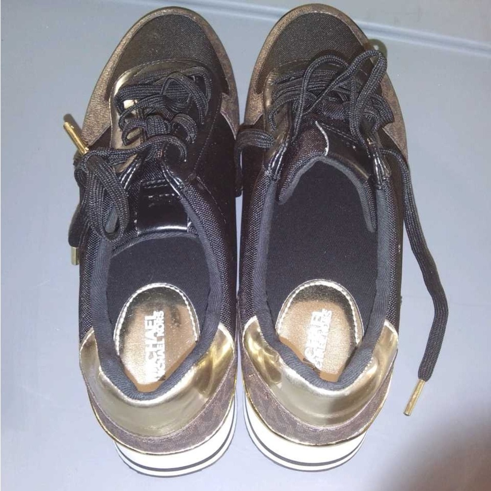 Michael Kors Kids Black and Gold Sneakers